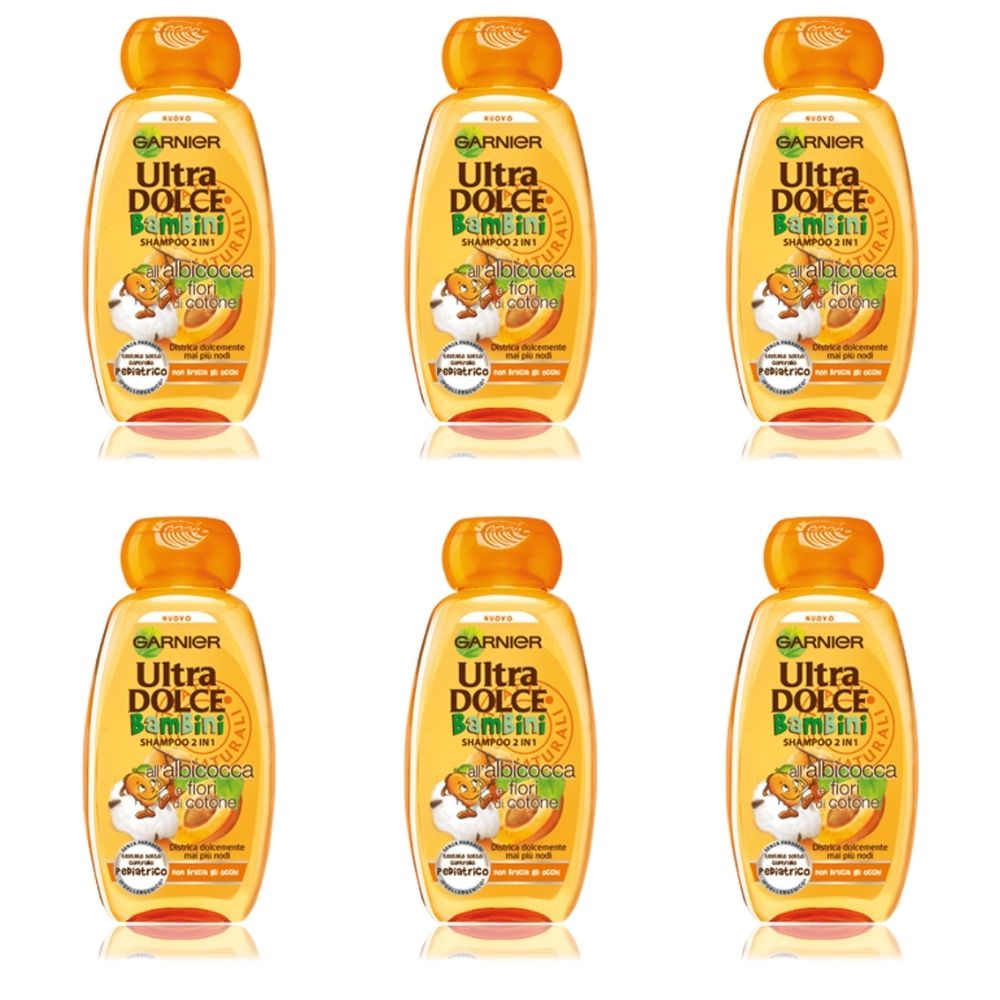 Shampoo 2in1 bambini garnier ultra dolce all'estratto di albicocca 6 confezioni da 300 ml