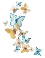 Pannello Da Muro Butterflies Oro/Celeste C cm 59,5X4X111,5