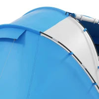 Tenda da Campeggio 4 Posti con 2 Zone Notte e Borsa da Trasporto, 430×240×170 cm, Bianco e Azzurro