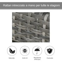 Set 2 Sdraio da Giardino Cuscino Imbottito Regolabile su 6 Livelli in Rattan 196 x 65 x 22 cm, Grigio