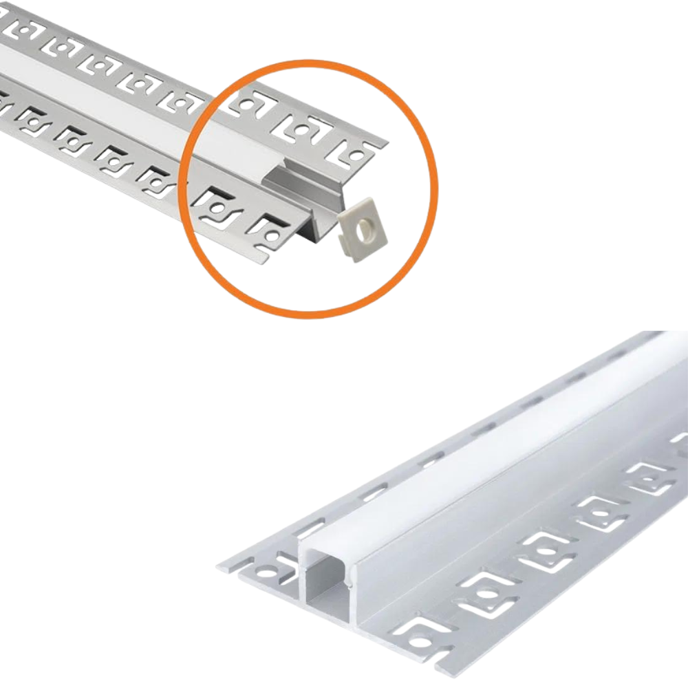 Profilo in alluminio per striscia led grigio lunghezza 2 metri