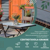 Set Tavolo e Sedie da Giardino 7pz Tavolo da Giardino con 6 Sedie Pieghevoli Mobili da Esterno Polyrattan