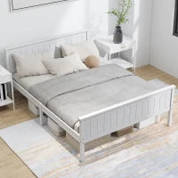 Letto singolo in legno massiccio con doghe e testiera incluse, 150 x 210 cm, Bianco