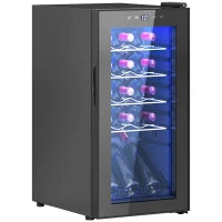 Cantinetta Vino Frigo per 15 Bottiglie, Capacità 44L, con Controllo Temperatura e Ripiani Regolabili, Nero
