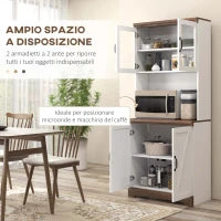 Dispensa Cucina in MDF con Armadietto Superiore e Inferiore a 2 Ante e Piano di Lavoro, 72x40x178 cm
