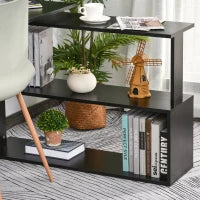 Scrivania Angolare con Piano Girevole a 360° e 5 Ripiani, 120x110x74.5 cm, Nero