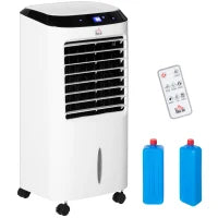 Climatizzatore Raffrescante d'Aria Mobile, Ventilatore Ionizzatore 4 in 1 con Telecomando, Portatile, Silenzioso, Oscillante 60W, Capacità Massima Serbatoio 10L, Ideale Stanze 20 m² Massimo, Bianco e Nero