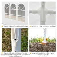 Gazebo Tendone per Feste 6x3m con Pareti Laterali Rimovibili, Porte e Finestre, Bianco