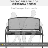 Cuscino per Panchina da Giardino con Laccetti e Imbottitura Spessa, 100x40cm, Grigio Scuro