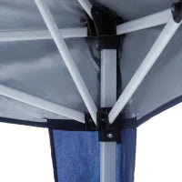 Gazebo Pieghevole da Giardino 2.4x2.4m con Struttura in Acciaio e Corde Antivento, Blu