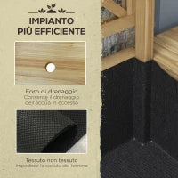 Fioriera con Grigliato e Ripiani Laterali e Inferiore, in Legno di Abete, 140x45x151 cm