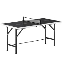 Mini Tavolo da Ping-Pong Pieghevole con Rete 2 Racchette e 3 Palline per Interni ed Esterni 152x76x70 cm Nero
