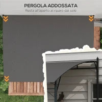 Pergola Gazebo con 12 Fori di Drenaggio, in Metallo e Poliestere, 400x296x200/262 cm, Grigio Scuro
