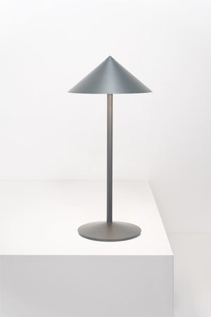 Zafferano Lampada da Tavolo Led Ricaricabile Pina L Desk - 6W, IP65, Dimmer Touch, Testa Magnetica, Design Moderno per Interni ed Esterni - Titanio