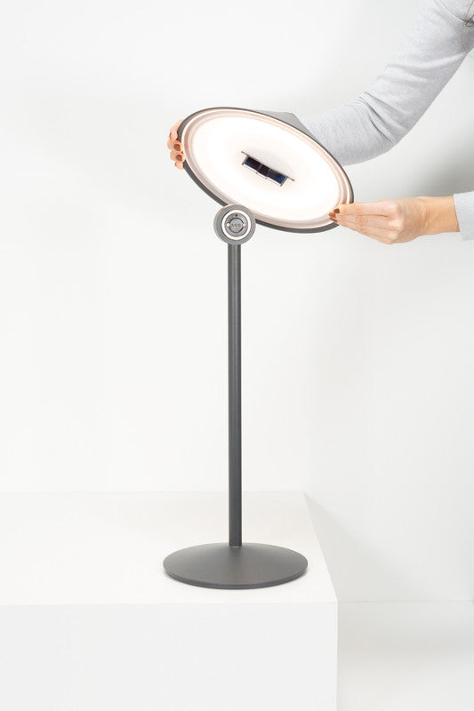 Zafferano Lampada da Tavolo Led Ricaricabile Pina L Desk - 6W, IP65, Dimmer Touch, Testa Magnetica, Design Moderno per Interni ed Esterni - Bronzo