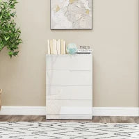 Cassettiera 4 Cassetti Moderna e Minimal in Legno, 60x40x85 cm, Bianco Lucido