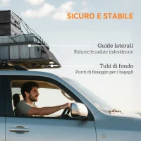 Portapacchi per Auto in Acciaio da 90.7 kg con Deflettori e Guide Laterali, 110.5x99.5x18.5 cm, Nero