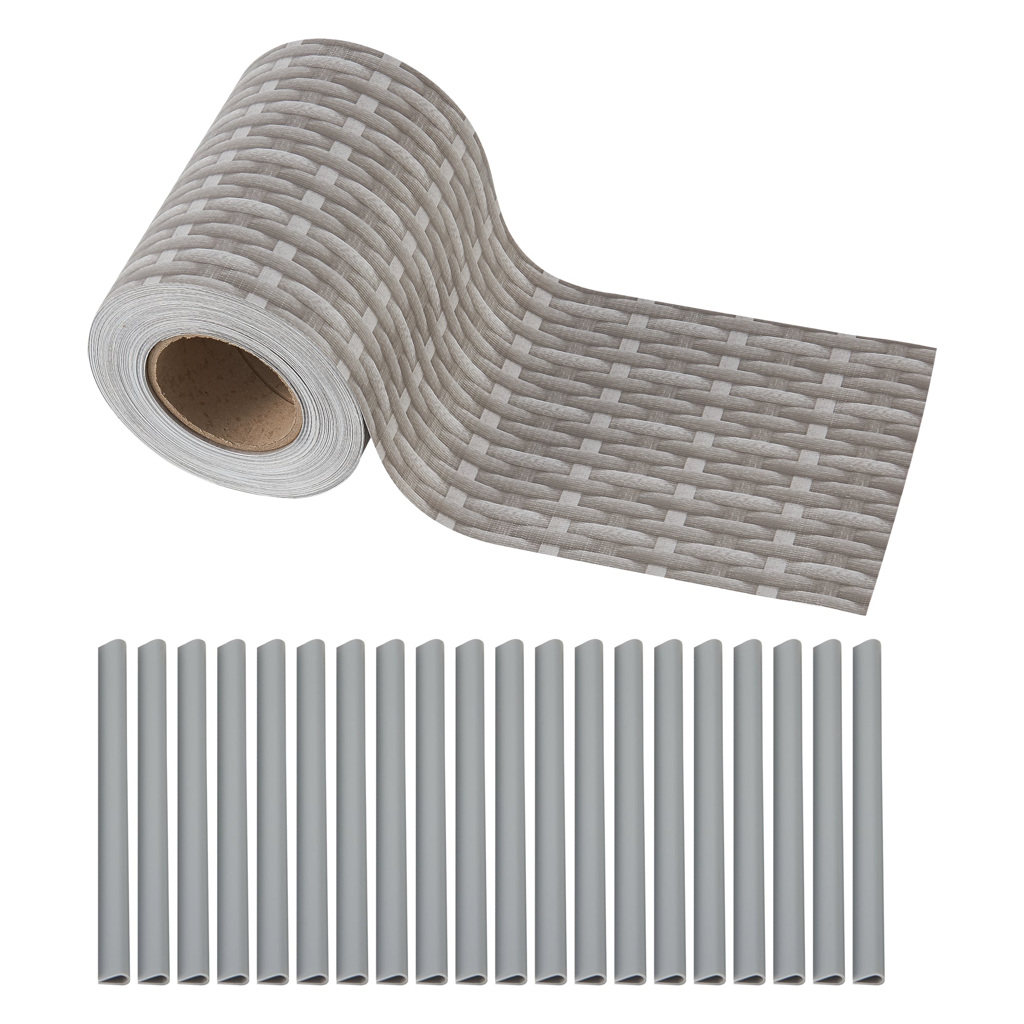 Striscia Frangivista in PVC 'Jesteburg' per Coprire Recinzione di Rete (35m x 19cm) - Effetto Rattan, Grigio [en.casa]