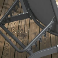 Set di 2 Lettini Prendisole in Alluminio e Textilene con Ruote, Schienale Reclinabile, Carico Max. 150 Kg, Grigio Scuro