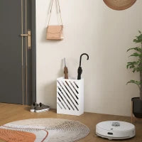 Portaombrelli di Design con Vaschetta Raccogli Gocce e 4 Ganci in Metallo, 28x14x41 cm, Bianco