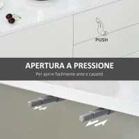 Mobiletto Multiuso in Legno Bianco con 2 Cassetti e 2 Armadietti con Apertura a Pressione, 117x36x74 cm