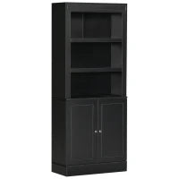 Credenza Cucina in Legno con Ripiani e Armadietto 2 Ante con Mensole Regolabili, 74.6x35.5x182.5cm