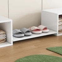 Armadio per scarpe con doppie porte, Panchina versatile per il cambio delle scarpe, 189×40×34,5 cm, Bianco