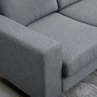 Divano a 3 Posti Relax Salotto con Cuscini 200 × 82 × 78cm Tessuto di Lino Grigio