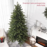 Albero di Natale 210 cm in Plastica Verde con Base in Metallo e 2445 Rami Ignifughi