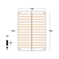 Rete ortopedica 120X190 14 doghe in betulla ZEN con 4 piedi |100% MADE IN ITALY| struttura in acciaio anti cigolio, angoli anti infortunistici, altezza 35 cm