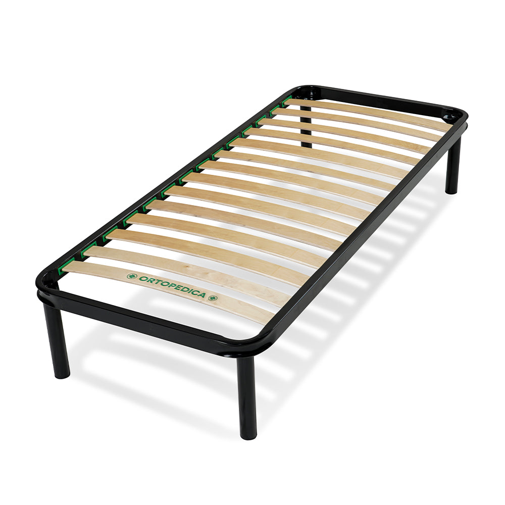 Rete ortopedica 80X190 14 doghe in betulla ZEN con 4 piedi |100% MADE IN ITALY| struttura in acciaio anti cigolio, angoli anti infortunistici, altezza 35 cm