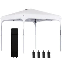 Gazebo da Giardino 2,5 x 2,5 m Pop-up Pieghevole con Altezza Regolabile su 4 Livelli, Sacca per il Trasporto Inclusa, Tessuto Oxford Anti-UV50+, Telaio in Acciaio, Bianco