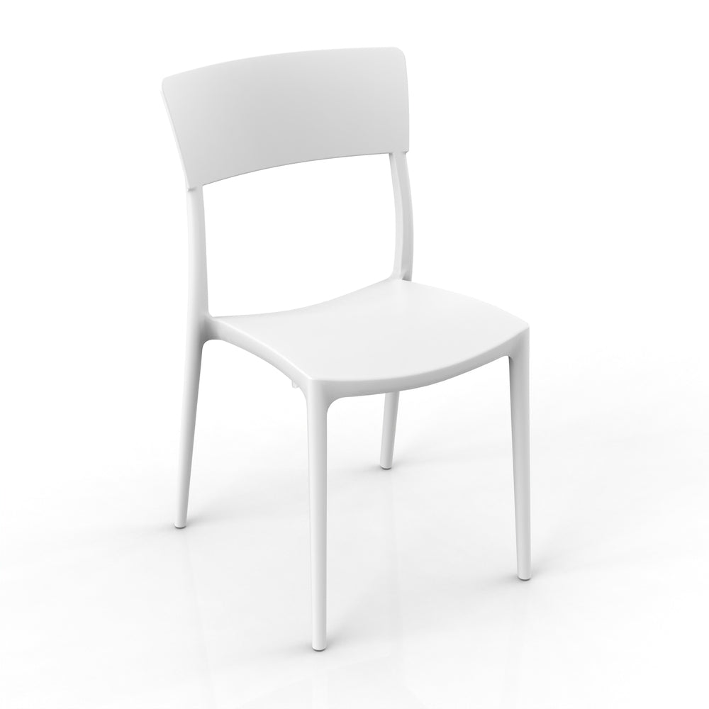 Sedia in polipropilene 100% Made in Italy ZEN, impilabile, resistente ai raggi UV, design moderno, ideale per sala da pranzo, cucina, sala d’attesa, bar, ristoranti o da esterno, colore Bianco