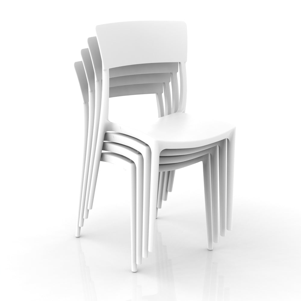 Sedia in polipropilene 100% Made in Italy ZEN, impilabile, resistente ai raggi UV, design moderno, ideale per sala da pranzo, cucina, sala d’attesa, bar, ristoranti o da esterno, colore Bianco