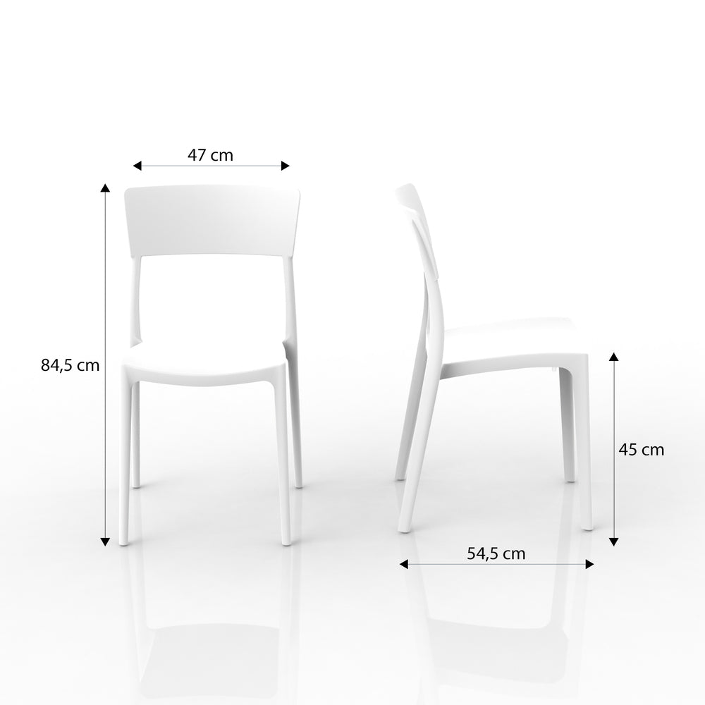 Set 4 sedie in polipropilene 100 %Made in Italy ZEN, impilabile, resistente ai raggi UV, design moderno, ideale per sala da pranzo, cucina, sala d’attesa, bar, ristoranti o da esterno colore Bianco
