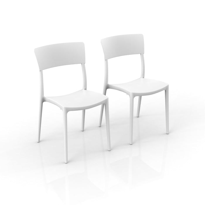 Set 2 sedie in polipropilene 100 %Made in Italy ZEN, impilabile, resistente ai raggi UV, design moderno, ideale per sala da pranzo, cucina, sala d’attesa, bar, ristoranti o da esterno colore Bianco