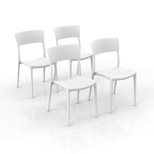 Set 4 sedie in polipropilene 100 %Made in Italy ZEN, impilabile, resistente ai raggi UV, design moderno, ideale per sala da pranzo, cucina, sala d’attesa, bar, ristoranti o da esterno colore Bianco