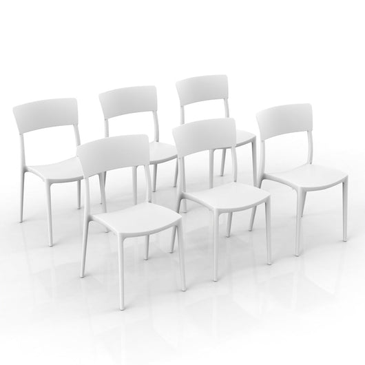 Set 6 sedie in polipropilene 100 %Made in Italy ZEN, impilabile, resistente ai raggi UV, design moderno, ideale per sala da pranzo, cucina, sala d’attesa, bar, ristoranti o da esterno colore Bianco