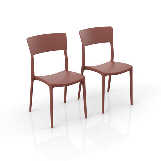 Set 2 sedie in polipropilene 100 %Made in Italy ZEN, impilabile, resistente ai raggi UV, design moderno, ideale per sala da pranzo, cucina, sala d’attesa, bar, ristoranti o da esterno colore Mattone