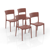 Set 4 sedie in polipropilene 100 %Made in Italy ZEN, impilabile, resistente ai raggi UV, design moderno, ideale per sala da pranzo, cucina, sala d’attesa, bar, ristoranti o da esterno colore Mattone