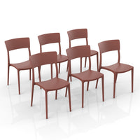 Set 6 sedie in polipropilene 100 %Made in Italy ZEN, impilabile, resistente ai raggi UV, design moderno, ideale per sala da pranzo, cucina, sala d’attesa, bar, ristoranti o da esterno colore Mattone
