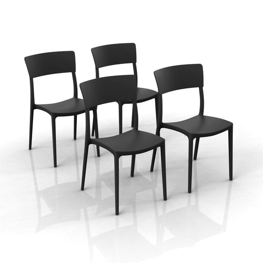 Set 4 Sedie in polipropilene Made in Italy ZEN, impilabile, resistente ai raggi UV, design moderno, ideale per sala da pranzo, cucina, sala d’attesa, bar, ristoranti o da esterno, colore Antracite