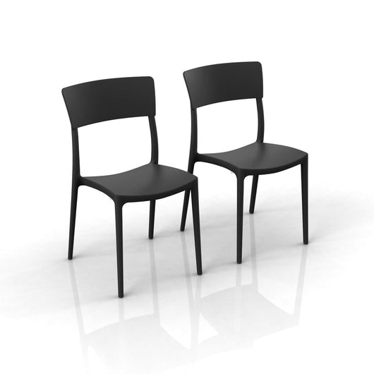 Set 2 sedie in polipropilene 100 %Made in Italy ZEN, impilabile, resistente ai raggi UV, design moderno, ideale per sala da pranzo, cucina, sala d’attesa, bar, ristoranti o da esterno colore Grigio Antracite