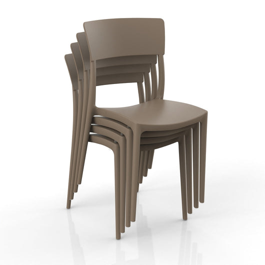 Sedia in polipropilene Made in Italy ZEN, impilabile, resistente ai raggi UV, design moderno, ideale per sala da pranzo, cucina, sala d’attesa, bar, ristoranti o da esterno, colore Tortora