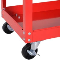 DURHAND Carrello Porta Attrezzi con Manico, Cassetto e 3 Ripiani, in Lamiera di Acciaio, 82x35x76 cm, Rosso