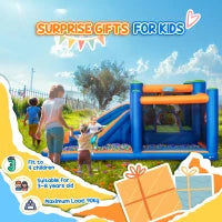 Castello Gonfiabile per Bambini 3-8 Anni con Scivolo, Trampolino e Piscina, 380x340x170cm