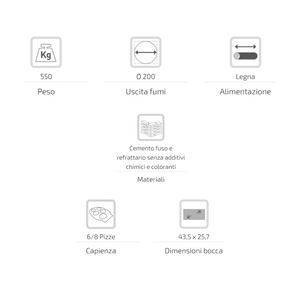 Forno legna tradizionale cottura diretta per 6/8 pizze gusto 110 super capienza