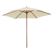 Ombrellone da Giardino 2.5x2.3 m a 6 Stecche in Legno Laccato e Poliestere, Beige