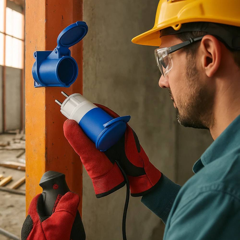 Ecova 20555 adattatore industriale con spina schuko e presa cee 2p+t 16a