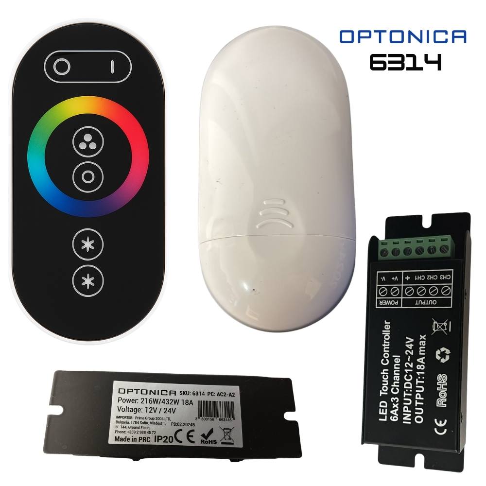 Optonica telecomando mini touch wireless per strisce led rgb *** colore nero, confezione 1